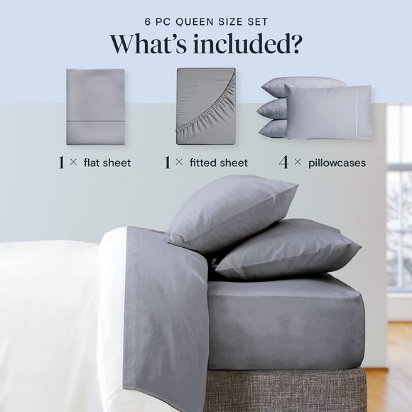 LuxClub 6 PC Sheet Set Sheets Deep Pockets 18" Eco Friendly Wrinkle Free Sheets - Picture 8 of 11